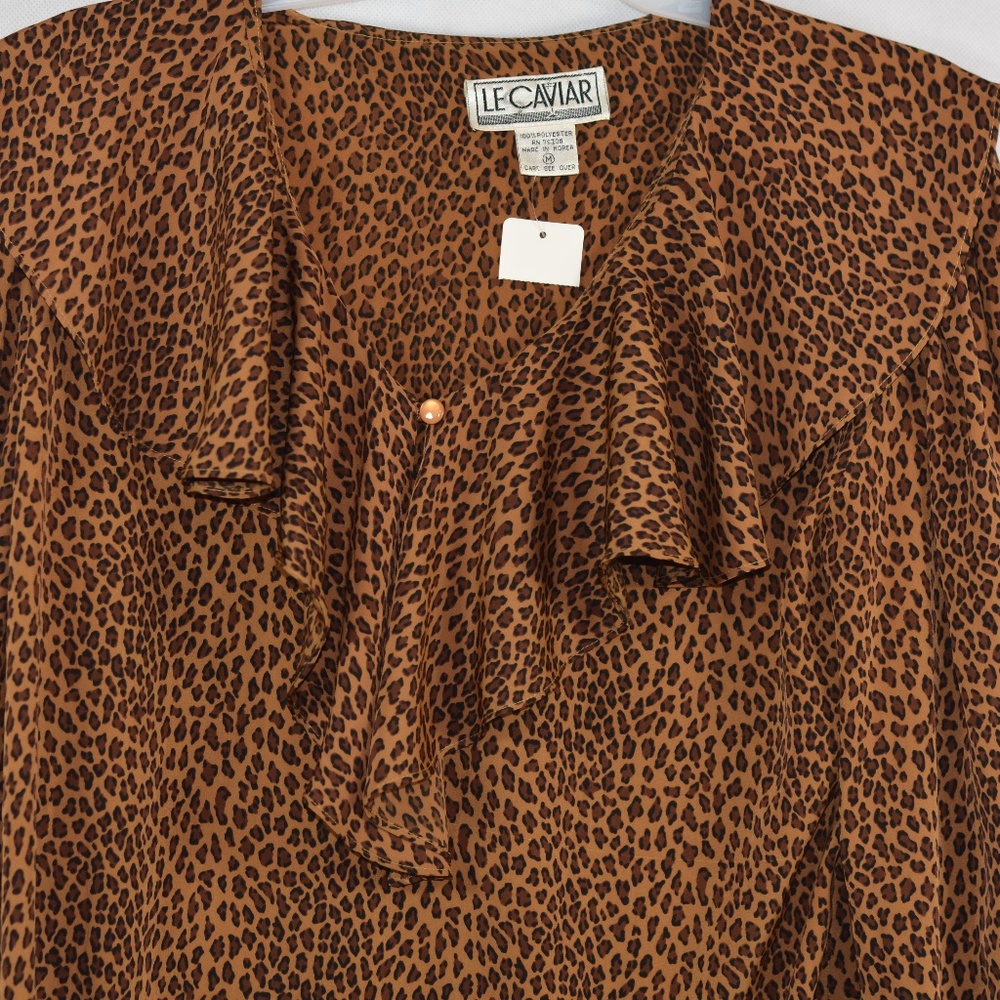 Animal Print Founcy Blouse SZ M Le Caviar
